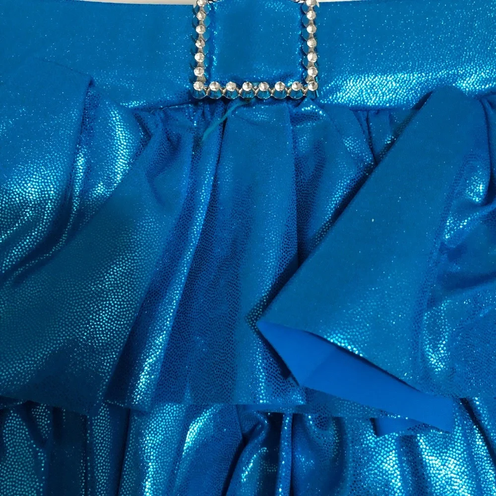 Costume gallery blue sequins w two skirts girls IC intermediate child dance 6x/7